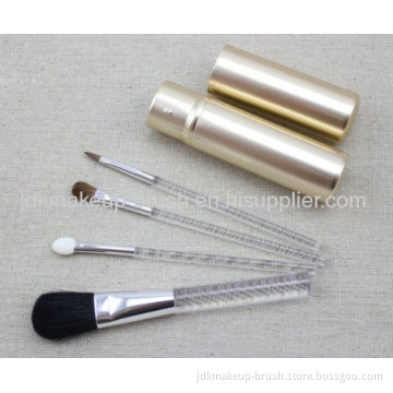 4pcs Goat Hair Mini Cosmetic Brush Set With Aluminum Tube 